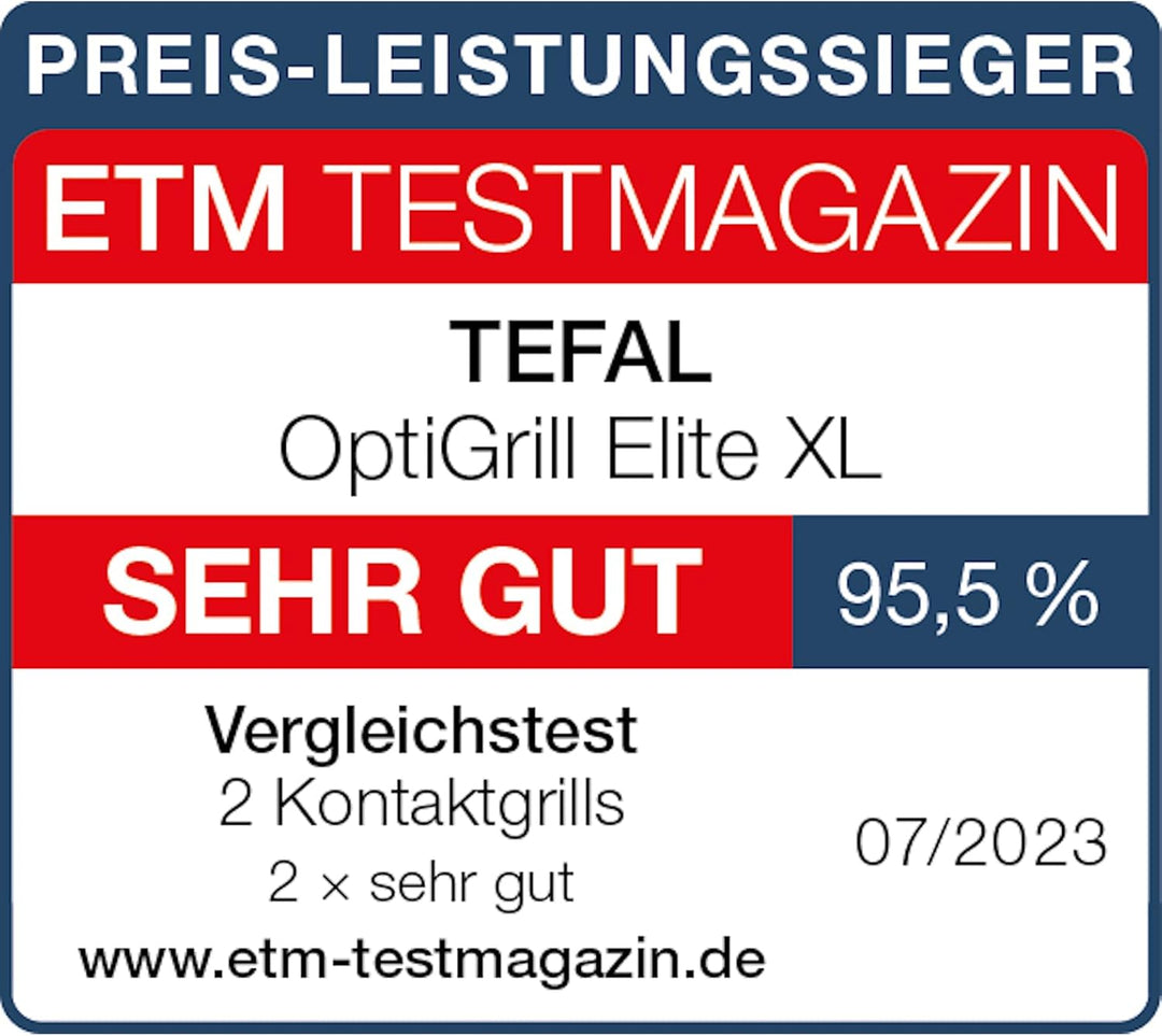 Tefal Kontaktgrill Optigrill Elite XL GC760D | 16 automatische Programme | Digitales Display mit Cou