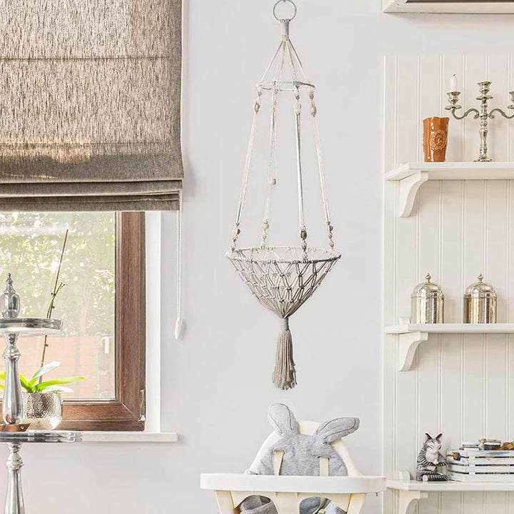 Makramee-Katzenhängematte - Boho Katzenschaukel Mit Natürlichem Baumwollseilmaterial - Handgewebtes