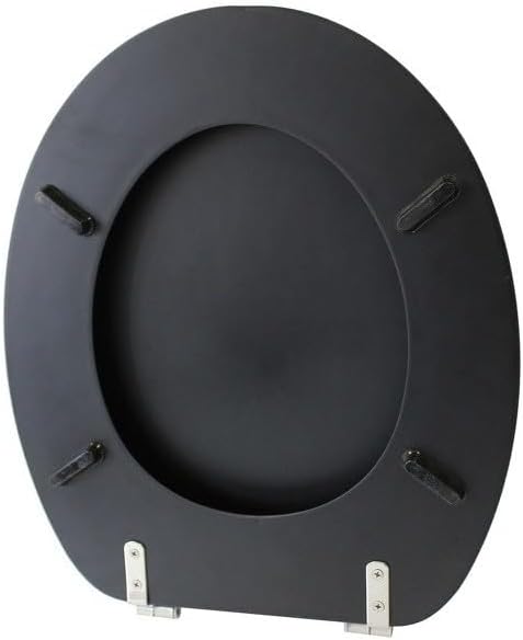 MSV - CLÉO MDF-WC-Sitz - Edelstahlscharniere - 42,5 x 36,5 x 1,6 cm - Mattschwarz - Feuchtigkeitsbes