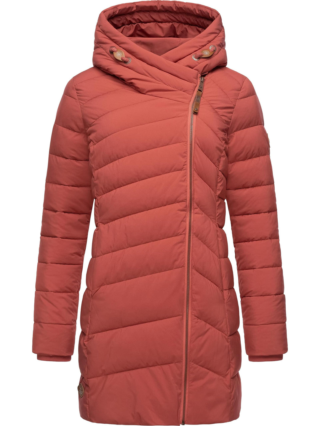 Ragwear Damen wasserdichter Regenmantel Wintermantel warm gefüttert Steppmantel lang mit Kapuze Teel
