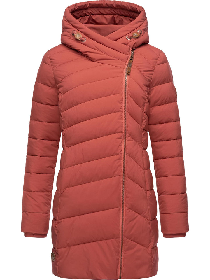 Ragwear Damen wasserdichter Regenmantel Wintermantel warm gefüttert Steppmantel lang mit Kapuze Teel