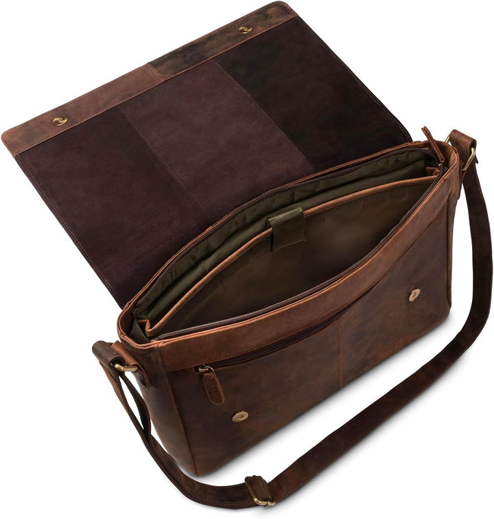 LEABAGS Messenger Bag, Acapulco Echtleder Aktentasche Herren & Damen, Leder Laptoptasche bis 15 Zoll