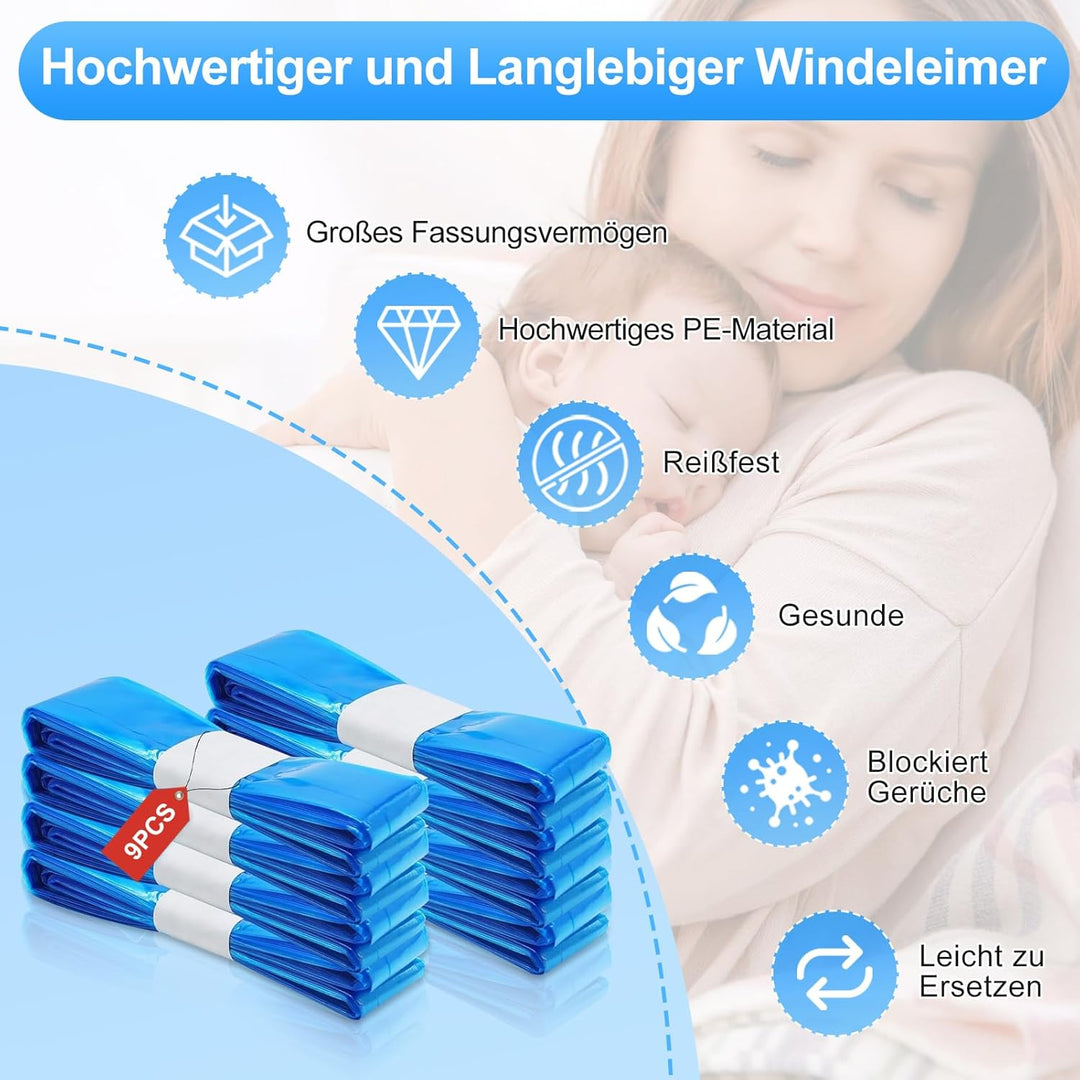 9 Stück Windeleimer Nachfüllkassetten,Hervorragende Abdichtung und Zähigkeit,Kompatibel mit Windelei
