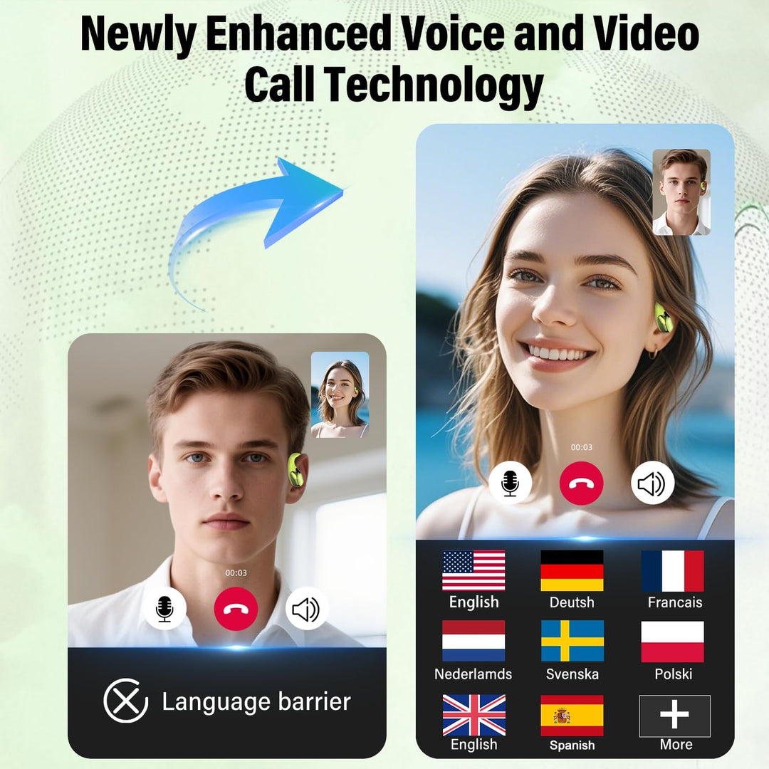 3 in 1 Open Ear KI Übersetzer Kopfhörer, 165 Sprachen &amp; 8 Modi Grasgrün | 45Std Übersetzungskopfhöre