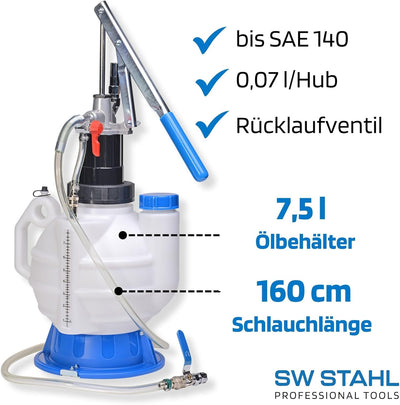 SW-Stahl 24032L Getriebeöl Einfüllgerät Set I 11-teilig I 7,5 Liter I Ölwechsel