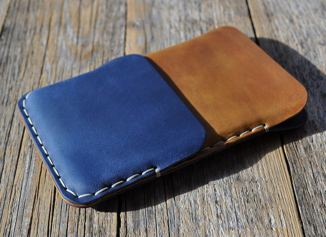 Leder Tasche für Microsoft Surface Duo 2 (für nacktes Duo 2 ohne Bumper, Blau - braun)