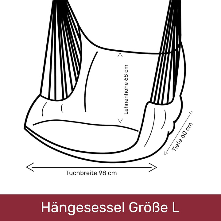 HOBEA-Germany Hängesessel Hängestuhl Hängesitz mit 2 Kissenhüllen (L (bis 120kg belastbar), Luzifer)