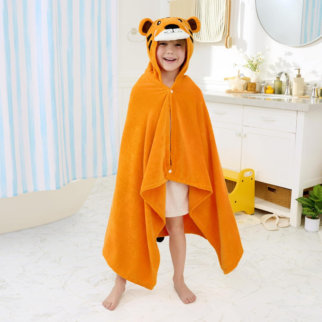 Joiedomi Tiger-Badeponcho Kinder Kapuzenhandtuch für Kinder–aus 100% Baumwolle –Badetuch für Kinder