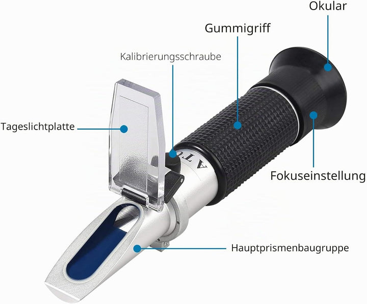 AUTOUTLET Refraktometer Brix Zucker 0-32% zuckergehalt messgerät mit ATC, Plastiktropfen, Reinigungs