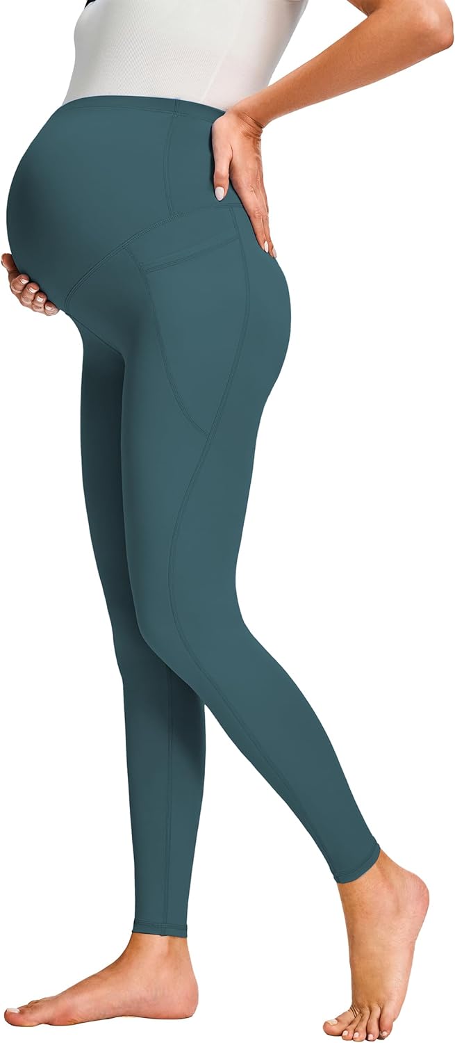 JOYSPELS Umstandsleggings über dem Bauch mit Taschen, Nicht durchsichtig, Workout-Schwangerschafts-L