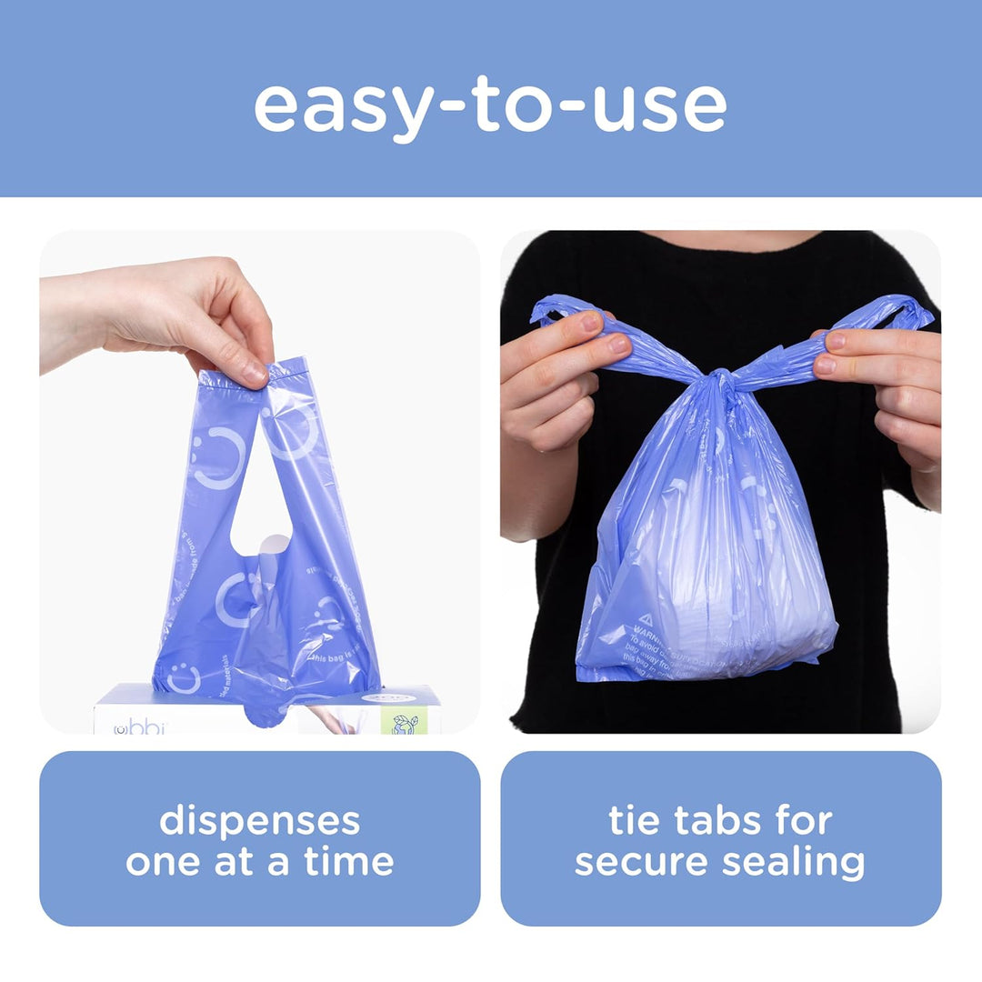 Ubbi Disposable Nappy Sacks, Lavender Scented, Easy-To-Tie Tabs, Baby Nappy Disposal, 400 Count 400