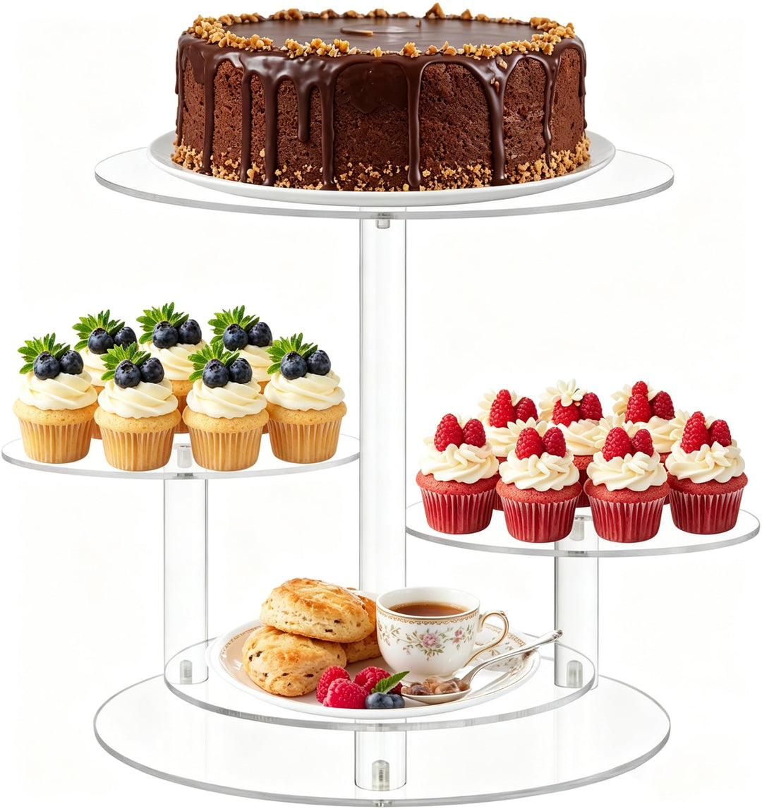 4 Etagen Kuchen und Cupcake Ständer, Acryl Cupcake Ständer, Tortenständer Etagere Kuchenständer, Cle