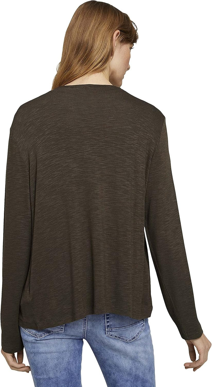 TOM TAILOR Damen 1025786 Cardigan T-Shirt, 10669-Grape Leaf Green, S