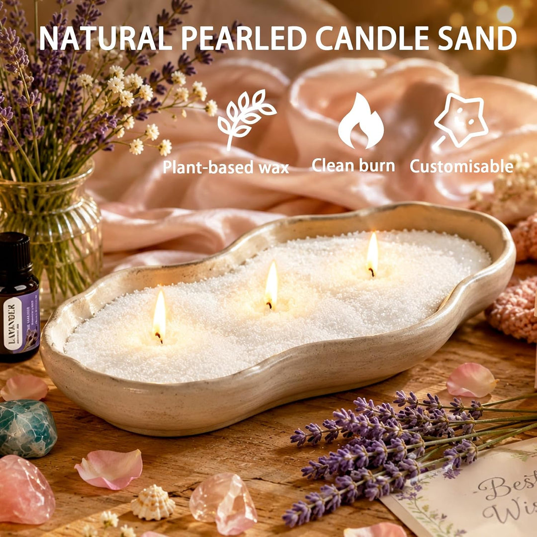 Kerzen Selber Machen Set, Kerzensand mit Docht, DIY Kerzenherstellung Kit | 450g Kerzenwachs mit 30