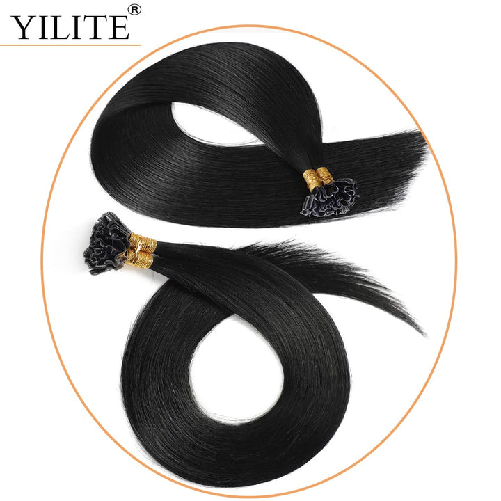 YILITE Bondings Extensions Echthaar 50cm 50g 50 Strähne Remy U Tip Extensions Echthaar Bondings Exte