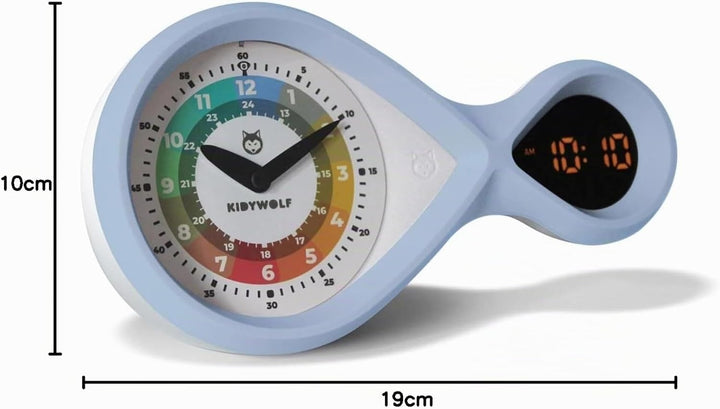 KIDYWOLF - Analoger & digitaler Wecker hellblau