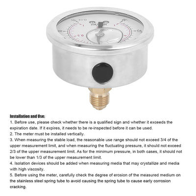 Oumefar Vakuum-Manometer 1/4 BSP Vakuum-Manometer Hochdruck-Vakuummeter Hochpräzises Radialmanometer