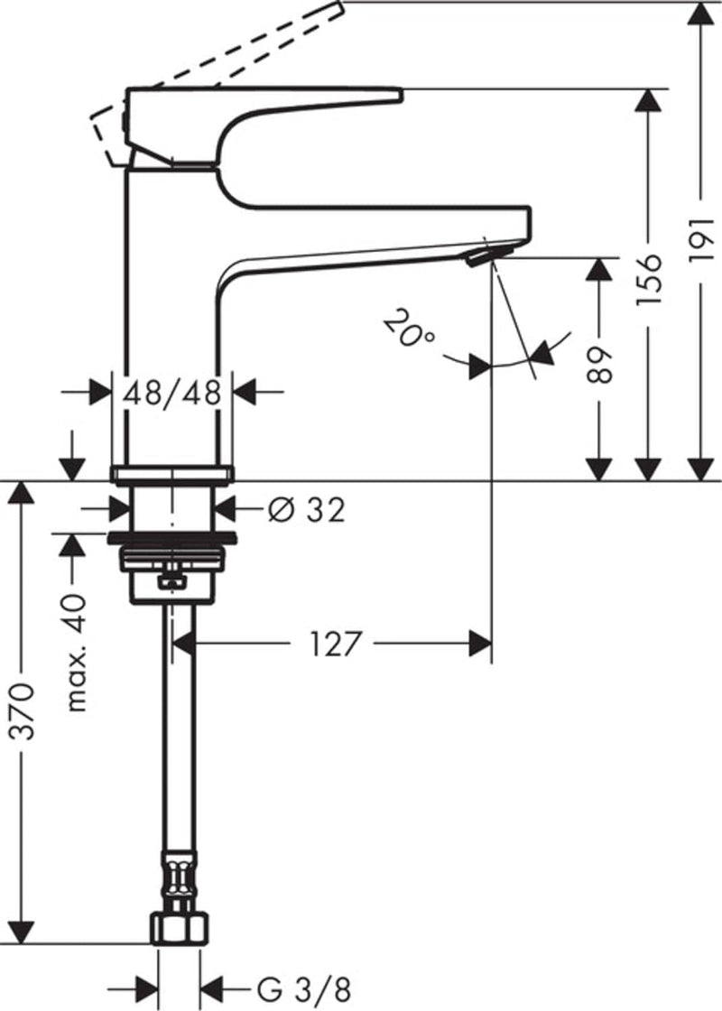 hansgrohe Wasserhahn Metropol (Armatur mit Auslauf Höhe 100 mm, Kaltwasseranschluss) Chrom Chrom Aus