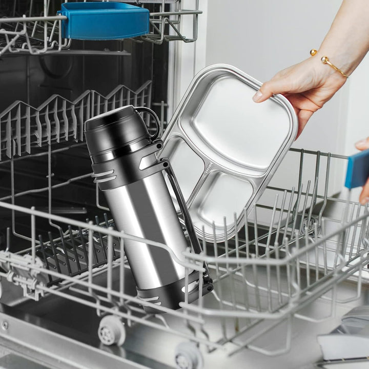 Thermoflasche 2L, Vakuumisolierte Flasche für Heisse Getränke mit Kaffeetassen deckel, Thermoskanne