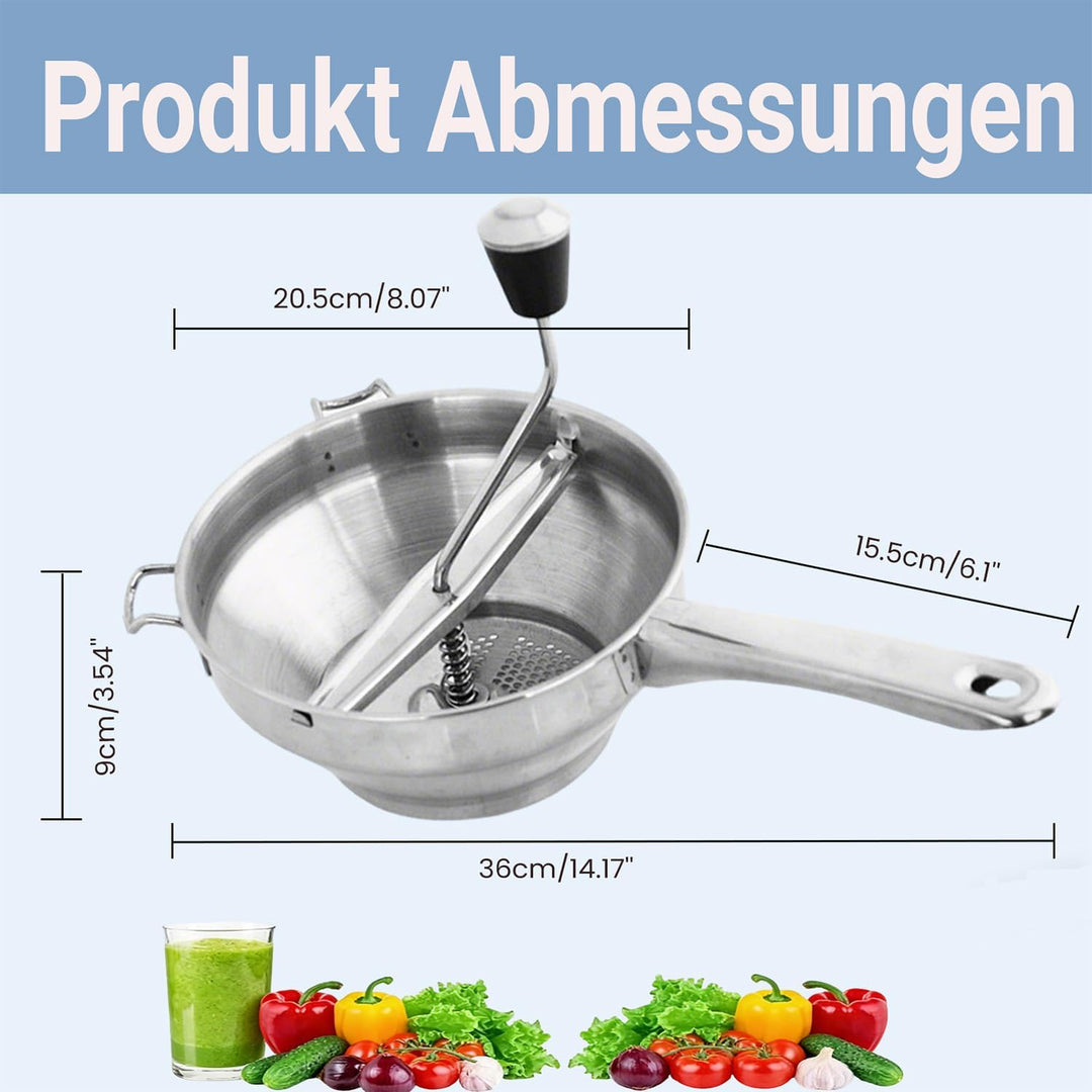 Passiergerät mit 3 Passiersieb,Manuelle Kartoffelstampfer Edelstahl,Classic Potato Masher,Kartoffelp