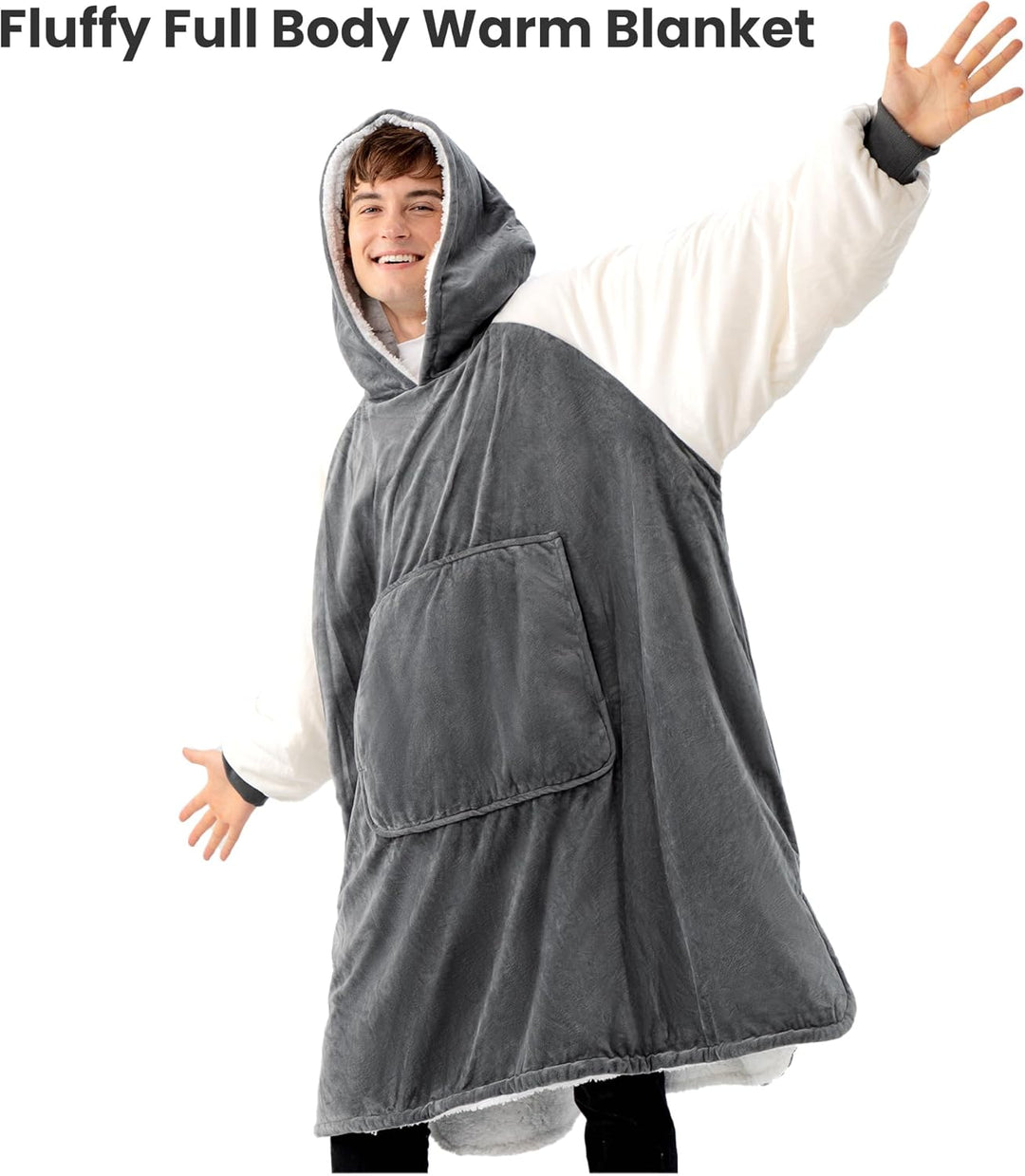 Winthome Hoodie Decke Doppelte Wärme, Kuschelpullover Damen Warm Weich,Hoodie mit Tasche und Kapuze,