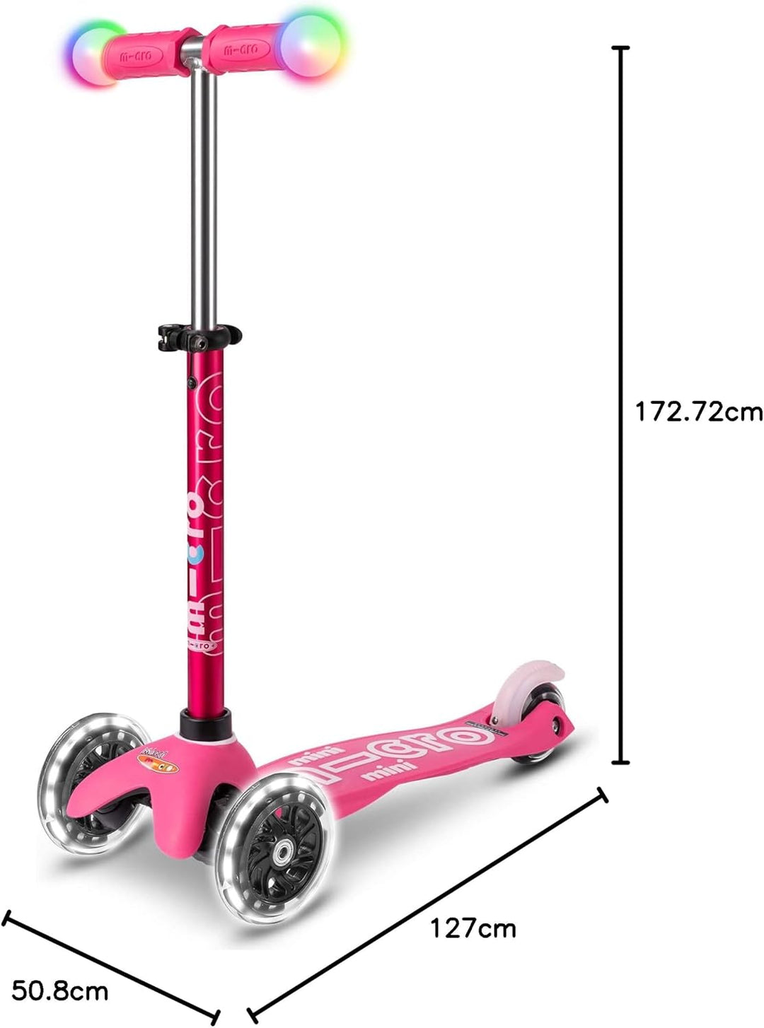 Micro Mini-LED-Lenker mit 3 Rädern für Kleinkinder, 2–5 Jahre, neigbar und schlank, für Kleinkinder