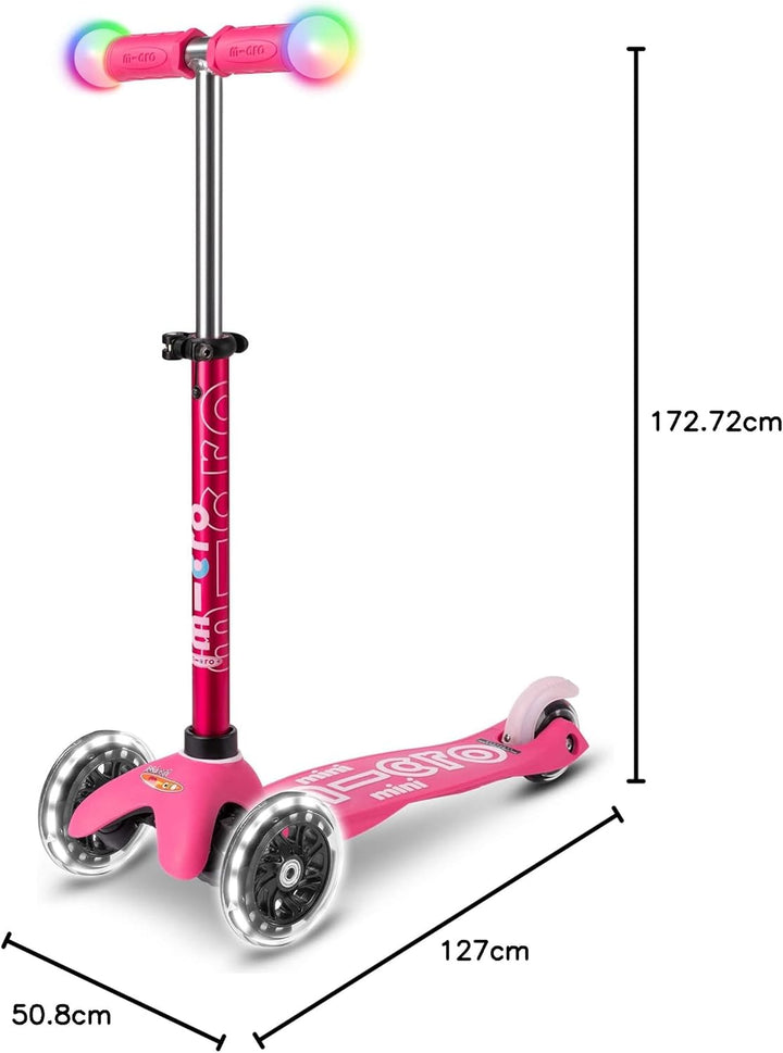 Micro Mini-LED-Lenker mit 3 Rädern für Kleinkinder, 2–5 Jahre, neigbar und schlank, für Kleinkinder