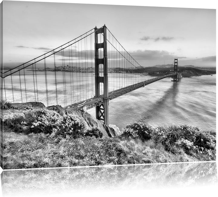 Pixxprint Golden Gate Bridge San Francisco / 100x70cm Leinwandbild bespannt auf Holzrahmen/Wandbild