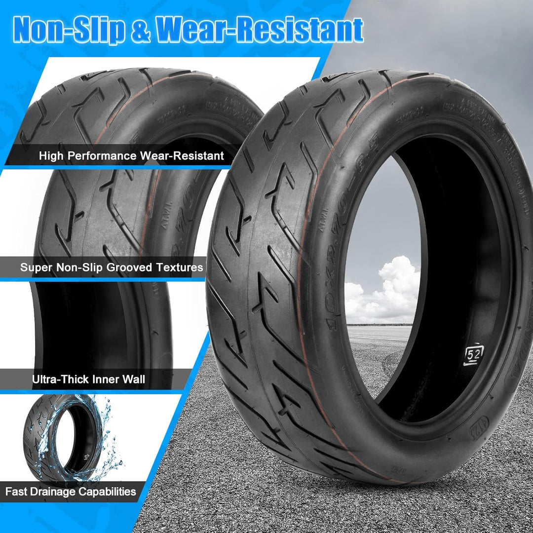E Scooter Reifen 10x2.70-6.5 Schlauchlos Tubeless mit Ventil, Langlebig & Verschleissfester, Gute Gr