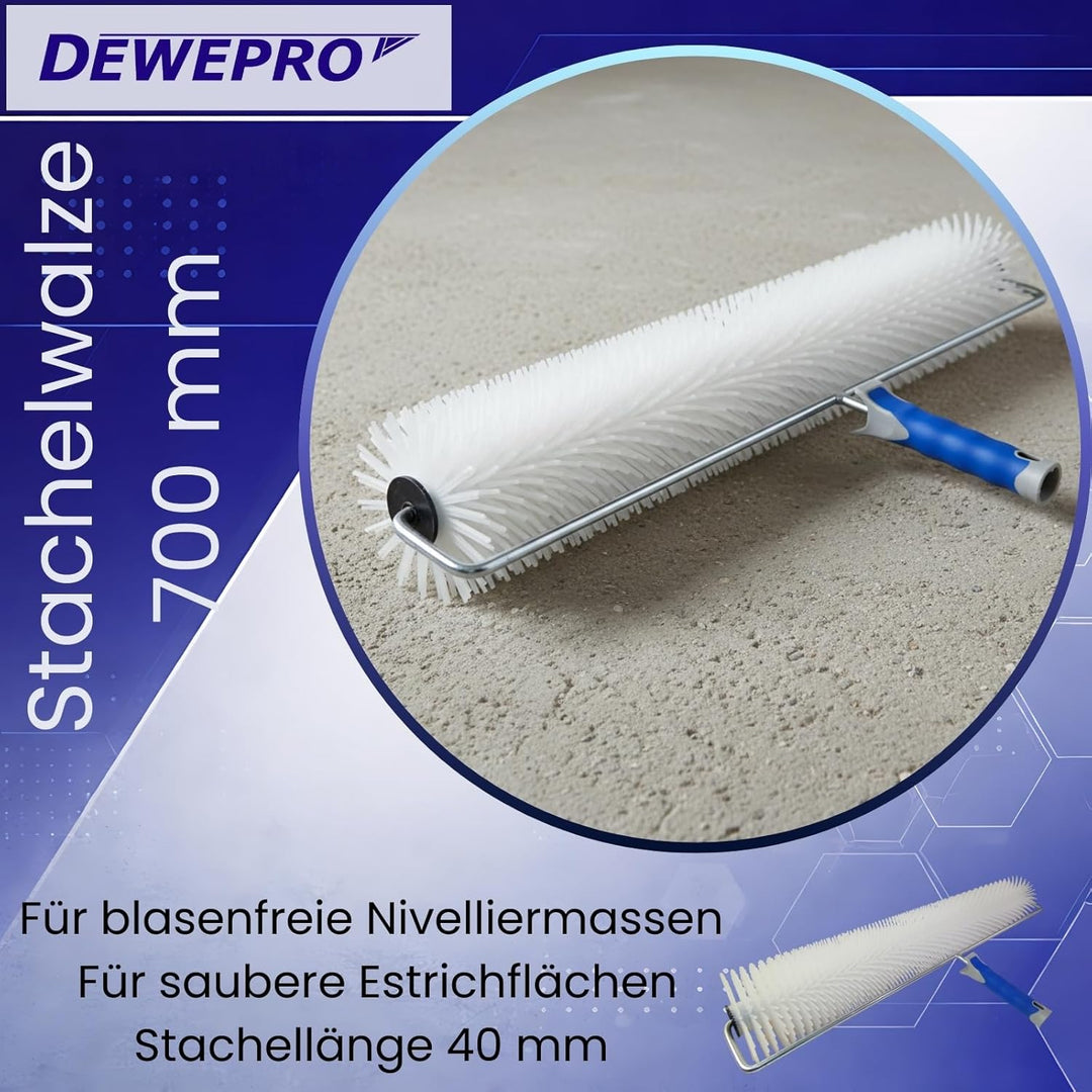 DEWEPRO Stachelwalze 70cm - Stachellänge 40mm - Stabiler Metallbügel und 2-K-Handgriff mit Stielaufn