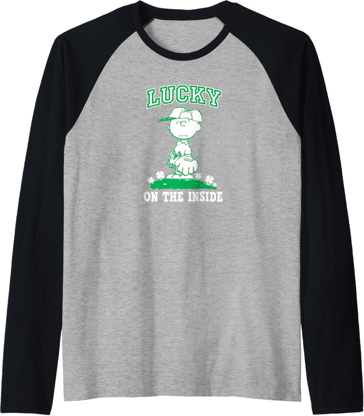 Peanuts St Patrick's Day Charlie Brown Glücks Raglan