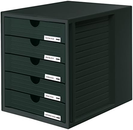 HAN Schubladenbox SYSTEMBOX, DIN A4/C4, 5 geschlossene Schubladen, schwarz