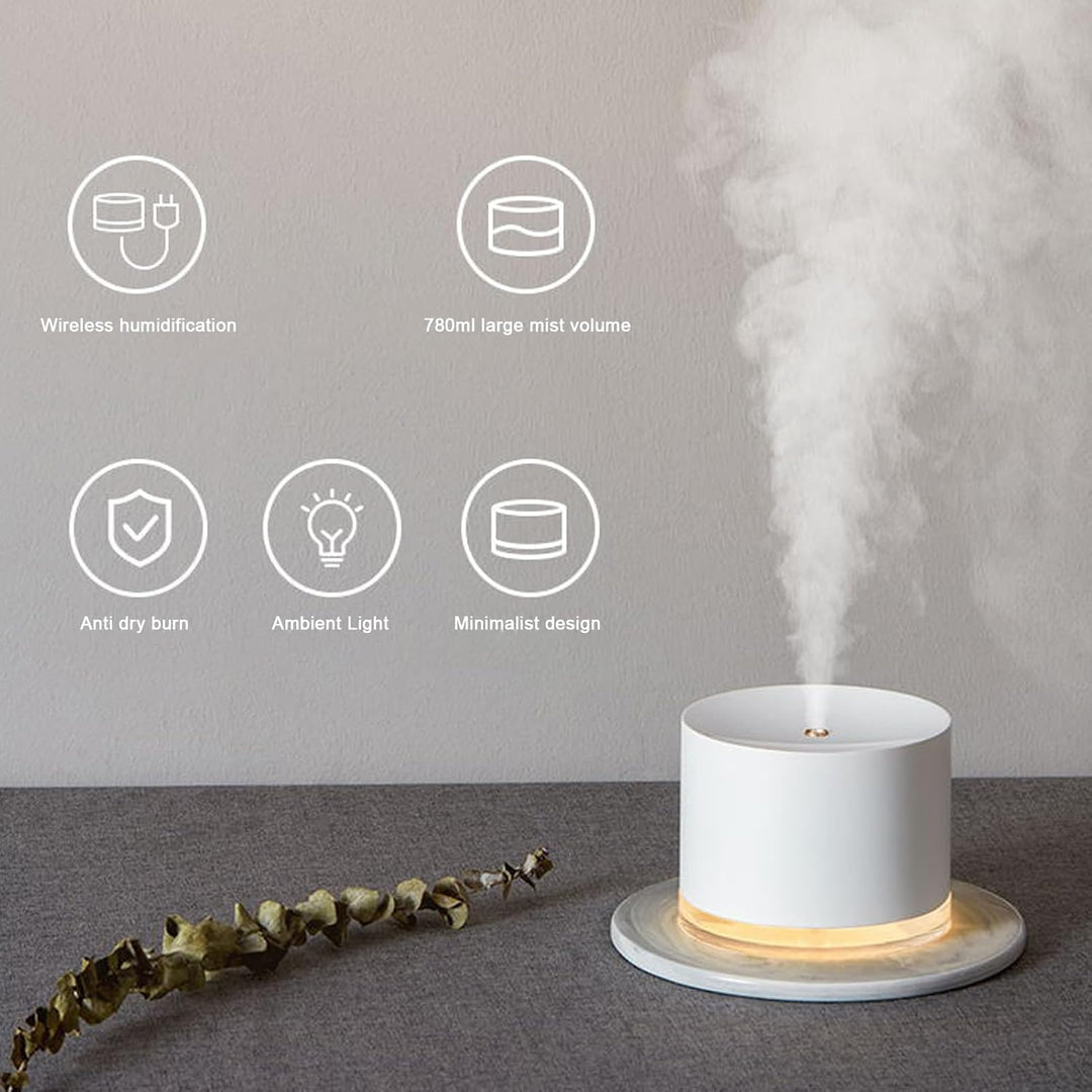 USB-Luftbefeuchter, Kabellos, 780 Ml, Grosses Fassungsvermögen, Nano-Nebel, Zwei Sprühmodi, Nachtlic