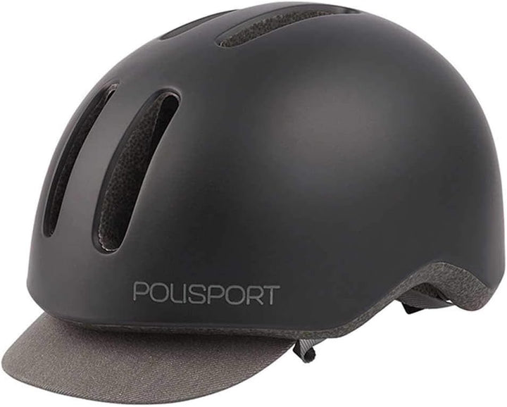 Polisport Unisex – Erwachsene Commuter Helm, Black matt/Grey, M