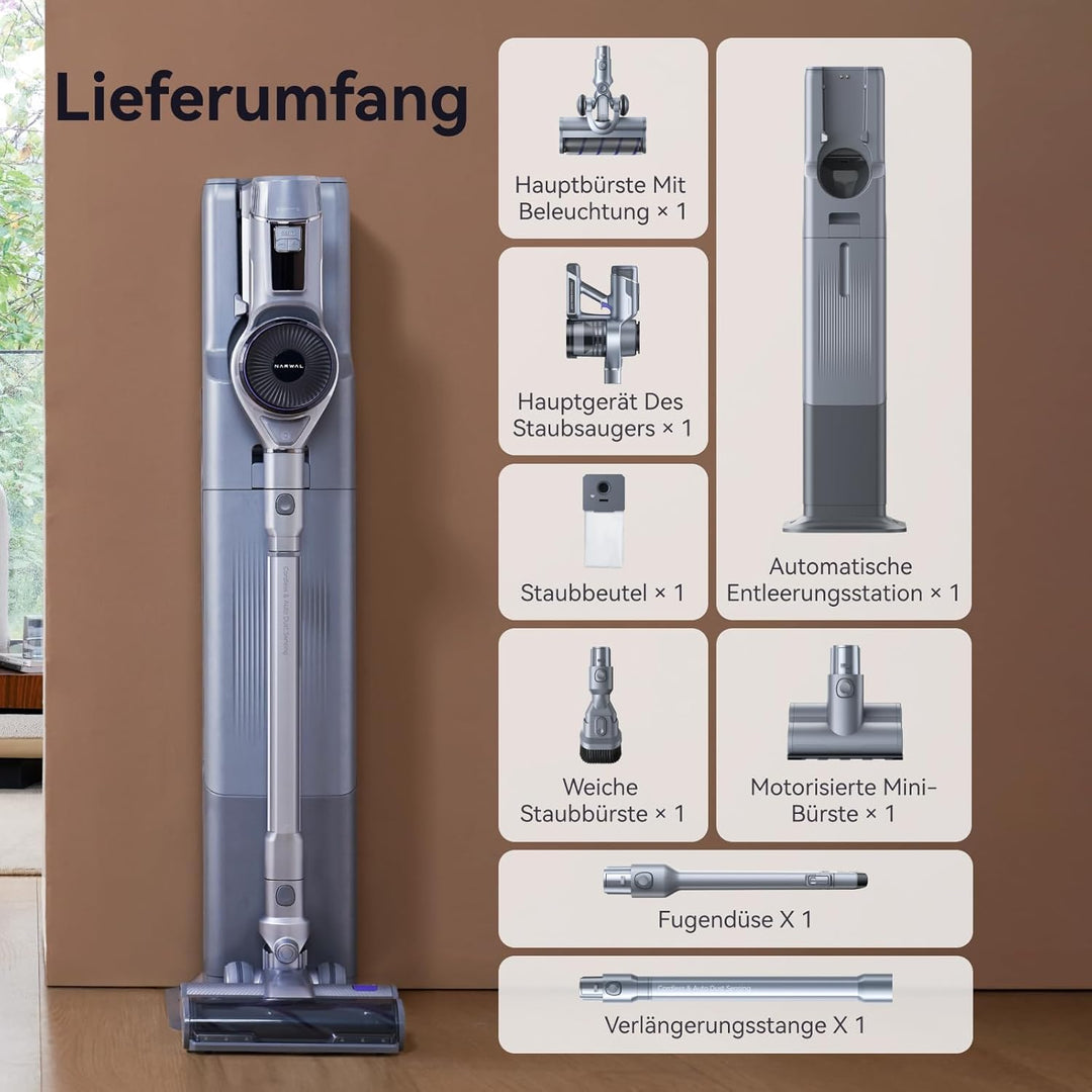NARWAL V40 Station Akku Kabelloser Staubsauger, mit Selbstreinigung Auto Ladestation, 28000PA / 220A
