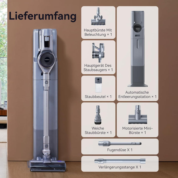 NARWAL V40 Station Akku Kabelloser Staubsauger, mit Selbstreinigung Auto Ladestation, 28000PA / 220A