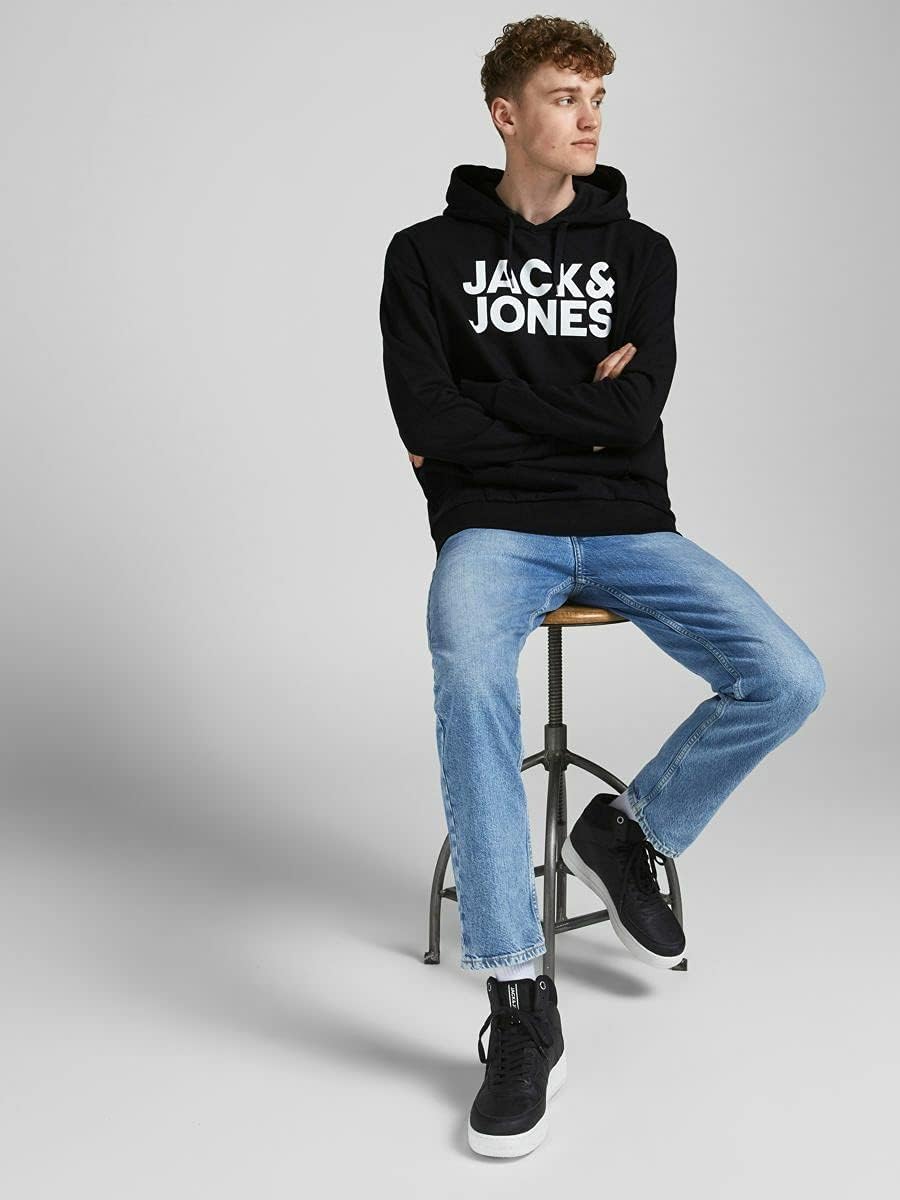 Jack & Jones Herren Jjelogo Blocking Sweat Hood Noos Kapuzenpullover Schwarz S Klassisch, Schwarz S