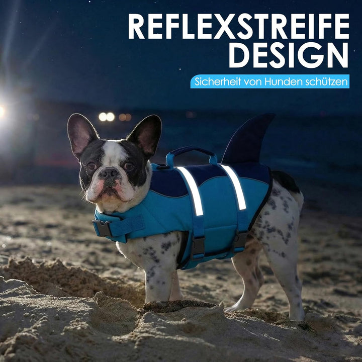 AOFITEE Schwimmweste Hund Klein, Verstellbar Hunde Schwimmweste Hai, Ripstop Hundeschwimmweste Klein