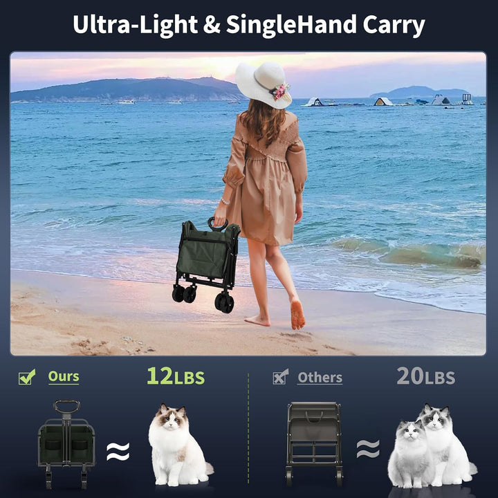 Robuster Faltwagen 220 l Tragkraft 172 kg Grün | Robuster Allzweckwagen Tragkraft, zusammenklappbar,