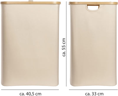 ONVAYA® Wäschekorb mit Deckel | 70 Liter | Beige | Wäschesammler fürs Badezimmer | Wäschetruhe aus B