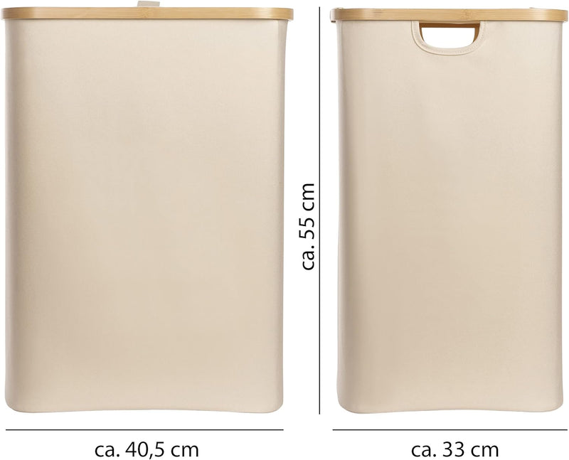 ONVAYA® Wäschekorb mit Deckel | 70 Liter | Beige | Wäschesammler fürs Badezimmer | Wäschetruhe aus B