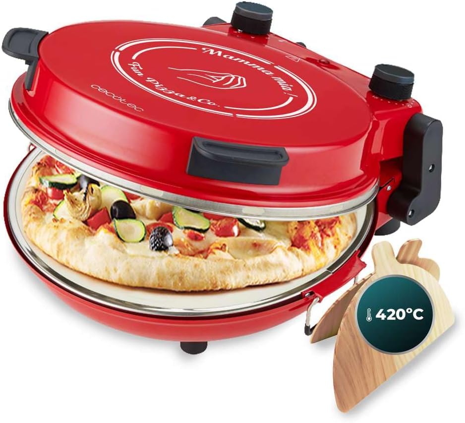 Cecotec Elektrischer Grillofen für Pizza Fun Pizza&Co Mamma Mia, 1200 W, 15-Minuten-Timer, Maximalte