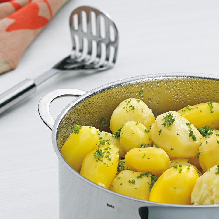 Kela 10961 Gemüsetopf, 9 l Fassungsvermögen, 24 cm Durchmesser, 18/10 Edelstahl mit Glanzoptik, Indu