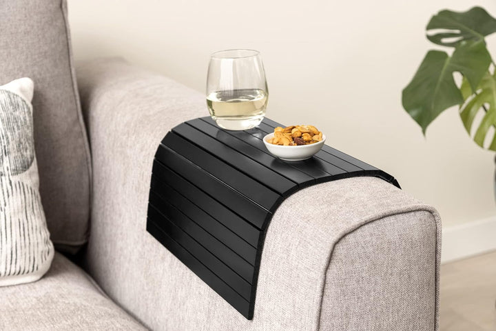 Bamboo Sofatablett für die Armlehne- Anti-Rutsch, Flexibler Sofatisch - Langlebiger Couchtisch mit e