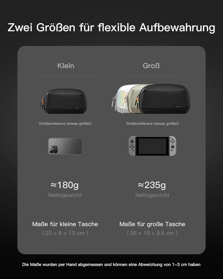 Inateck Elektronik Case, Spritzwassergeschützte Zubehörtasche, Gadget Organizer Tasche, USB Kabel Or
