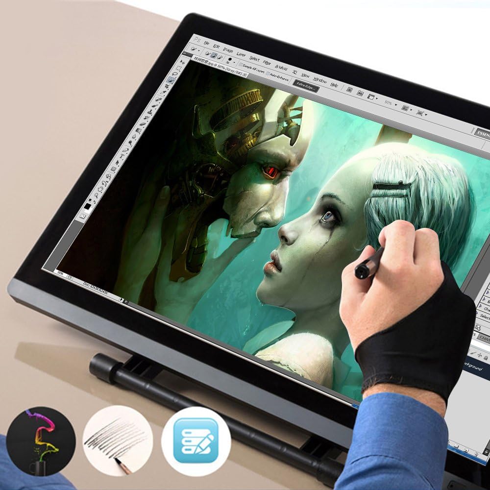 SENHAI Digitale Künstler-Handschuhe für Grafiktablet-Stift-Display, 3 Stück, Grösse 2 Finger, Handsc