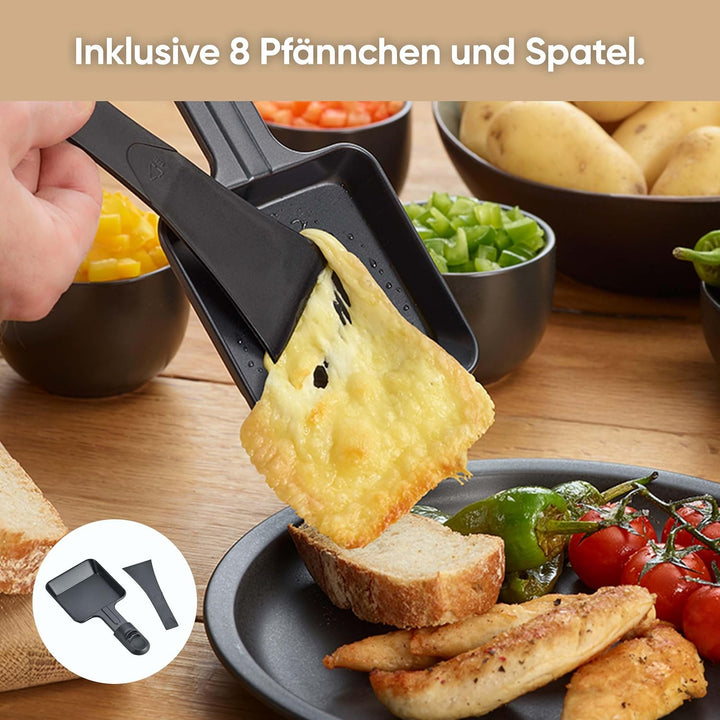 SEVERIN Raclette-Grill, Raclette mit grosser Grillplatte, Keramik- & Antihaftbeschichtung, 8 Raclett