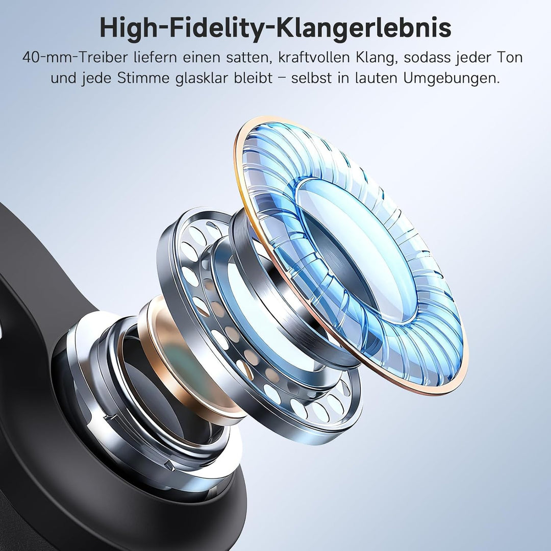 AOC Headset mit Mikrofon, Kabelgebundene On-Ear PC-Headsets mit Geräuschunterdrückung, 40mm Treiber,