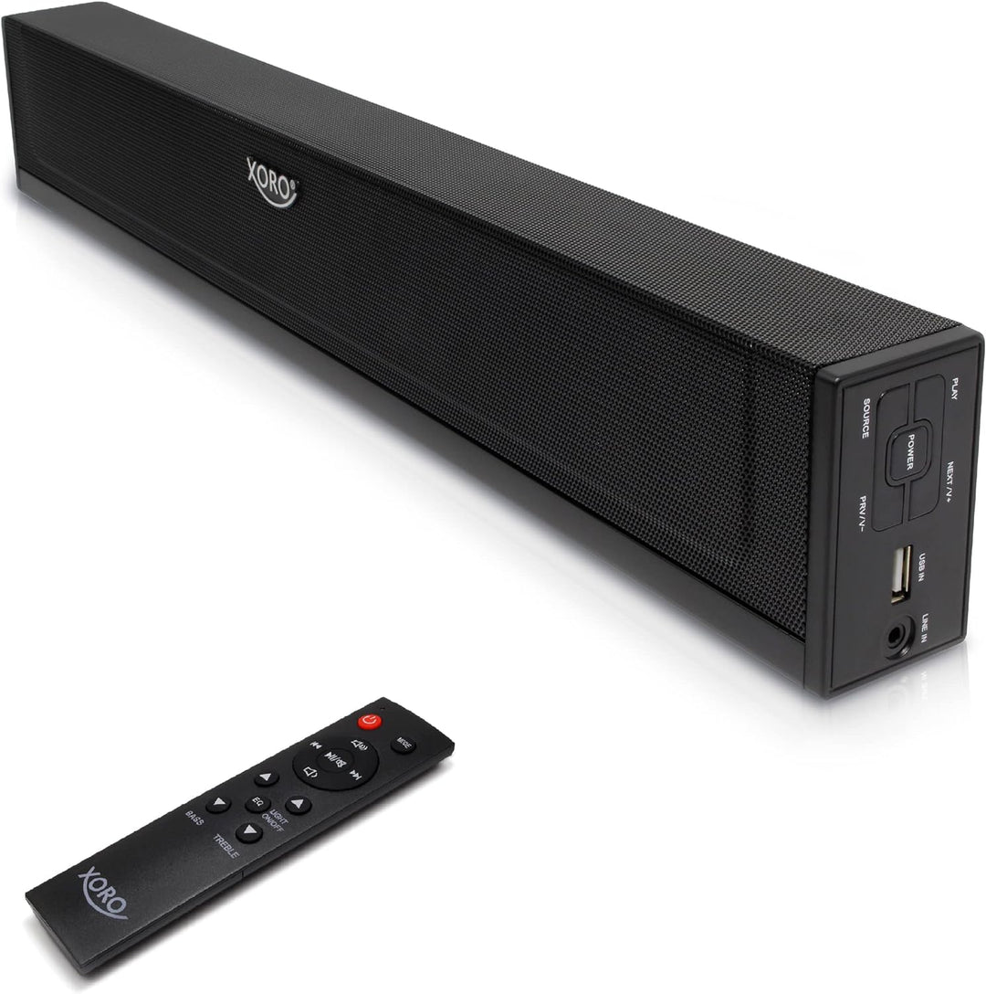 XORO TV Soundbar HSB 50 V2 mit 25 Watt Leistung, Bluetooth Lautsprecher, USB Mediaplayer, Line IN, O