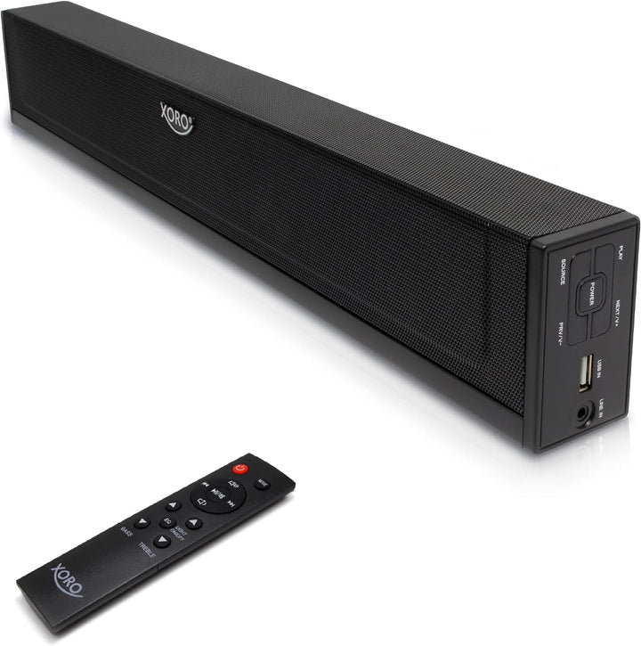 XORO TV Soundbar HSB 50 V2 mit 25 Watt Leistung, Bluetooth Lautsprecher, USB Mediaplayer, Line IN, O